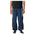 Front view of Afends Sporting Recycled Paneled Track Pants in colour Navy.