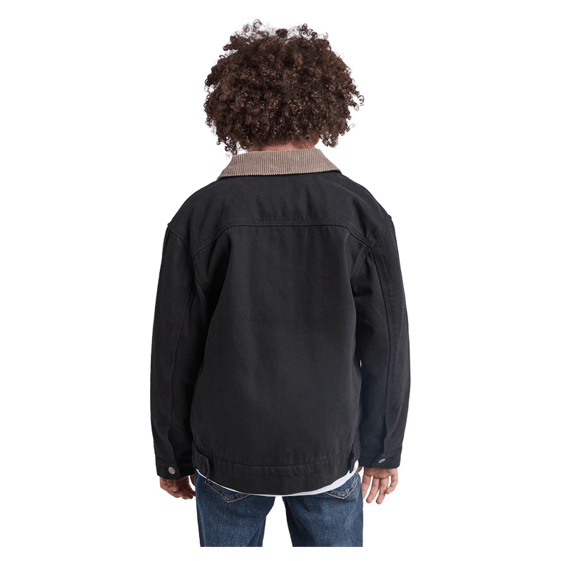 Back view of the St Goliath Barn Jacket in Black colourway, kids's model