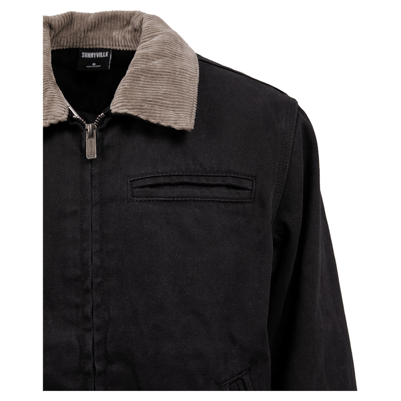 Close view of the St Goliath Barn Jacket in Black colourway, kids's model