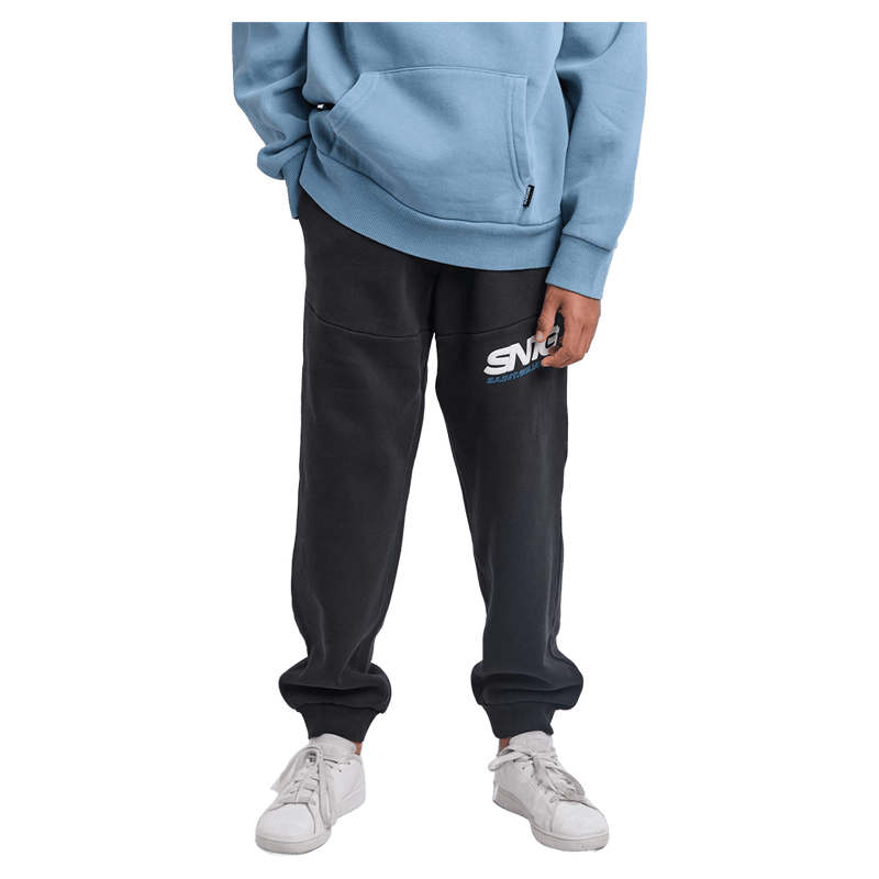 Front view of the St Goliath Challenger Track Pant in Washed Black colourway, kids's model
