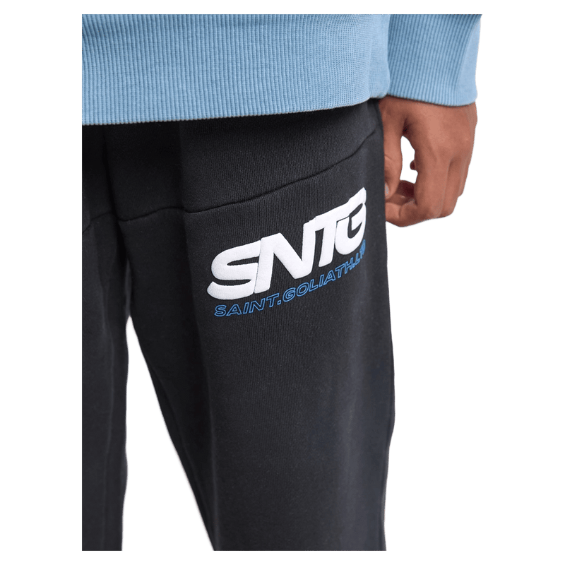 Close view of the St Goliath Challenger Track Pant in Washed Black colourway, kids's model