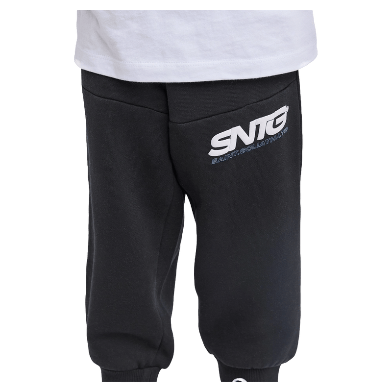 Close view of the St Goliath Challenger Track Pant in Washed Black colourway, toddler's model