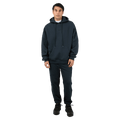 Full-body view of the St Goliath Radio Hoodie in Navy colourway, men's model