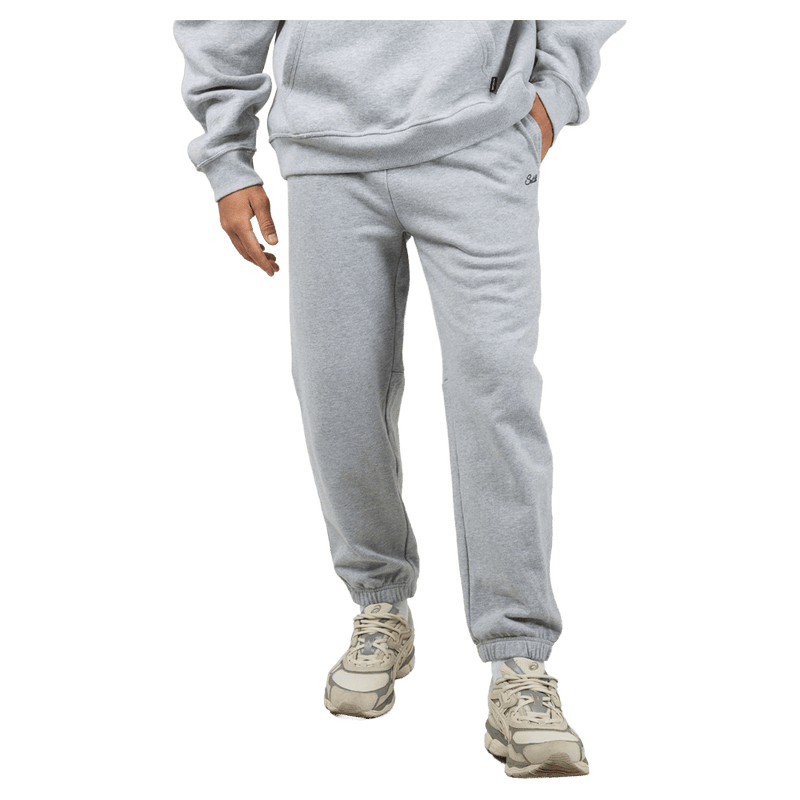 Front view of the St Goliath Radio Sweatpants in Grey Marle colourway, men's model