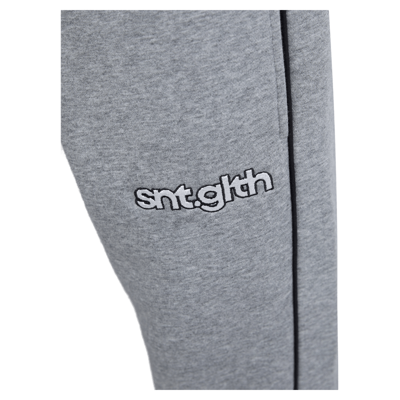 Close view of the St Goliath Top Deck Track Pant in Grey Marle colourway, kids's model