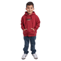 Full-body view of the St Goliath Upside Hoodie in Red colourway, toddler's model