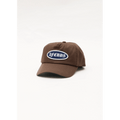 Front view of Afends Summit Recycled Five Panel Cap in colour Coffee.