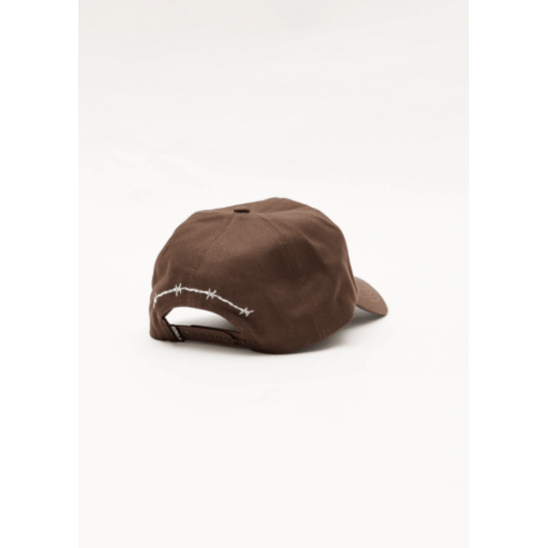 Back view of Afends Summit Recycled Five Panel Cap in colour Coffee.