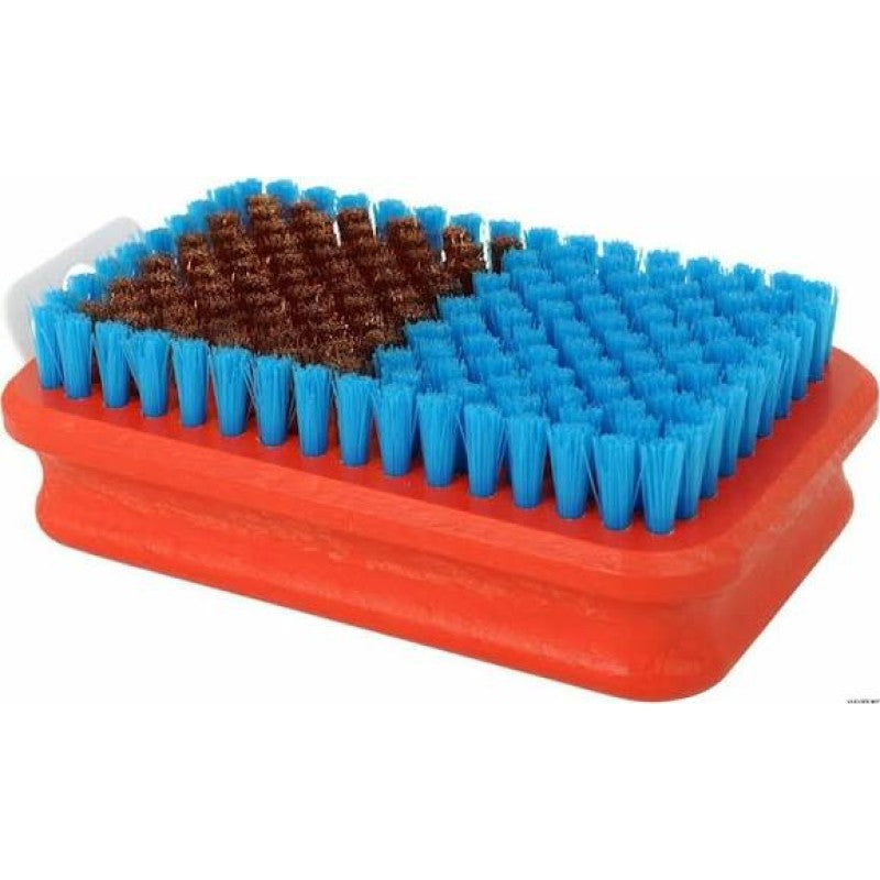 Swix Red Wood rectangular brush with half blue nylon bristles and half brass bristles