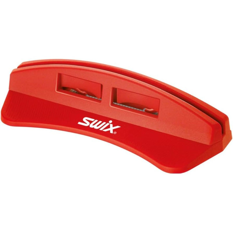Red Swix Plexi Sharpener in hard red plastic with white Swix name