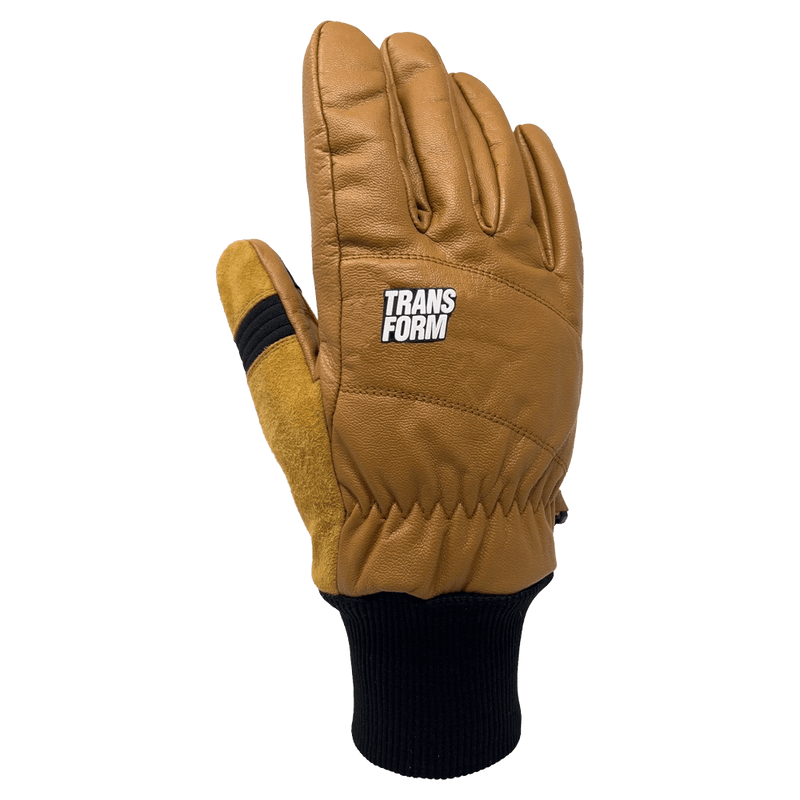 Main view of the Transform Photo Incentive Gloves in Tan colourway, unisex model