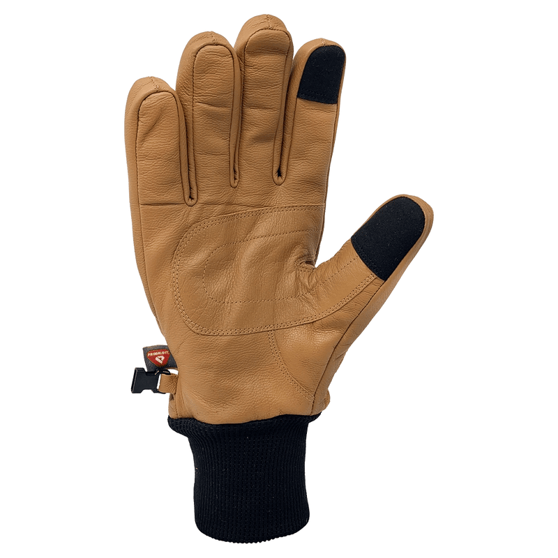 Palm view of the Transform Photo Incentive Gloves in Tan colourway, unisex model
