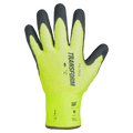 Main view of the Transform Workwear Gloves in Neon Green colourway, unisex model