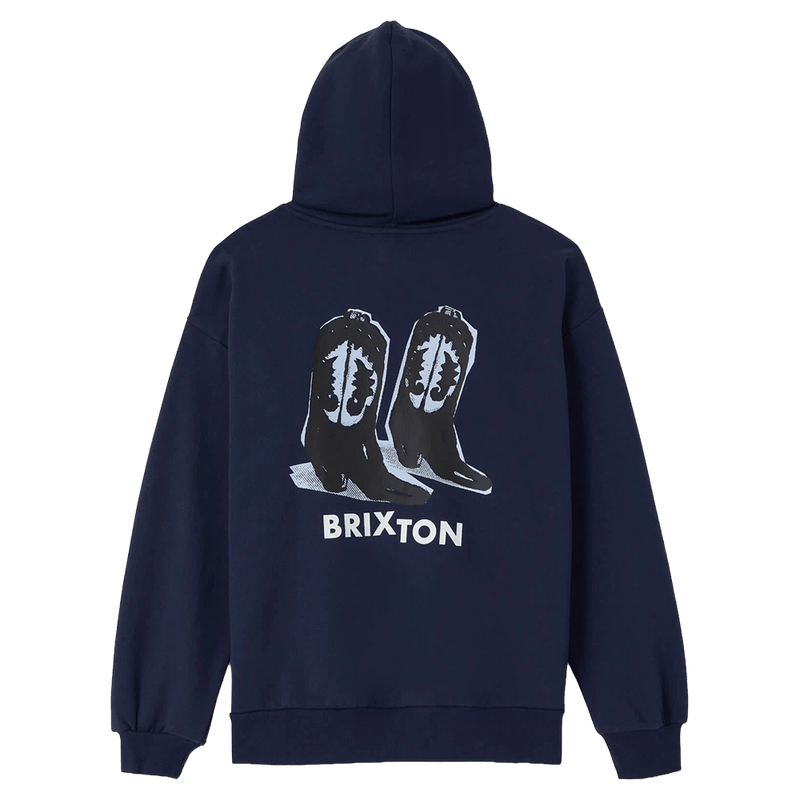 Back view of Two Boots Hoodie - Womens in colour Navy.