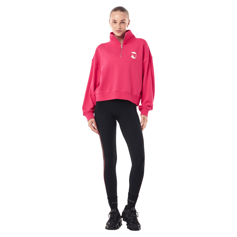 Full view of P.E Nation Voltage Quarter Zip - Womens in colour Cosmo Pink.