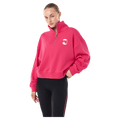 Front view of P.E Nation Voltage Quarter Zip - Womens in colour Cosmo Pink.