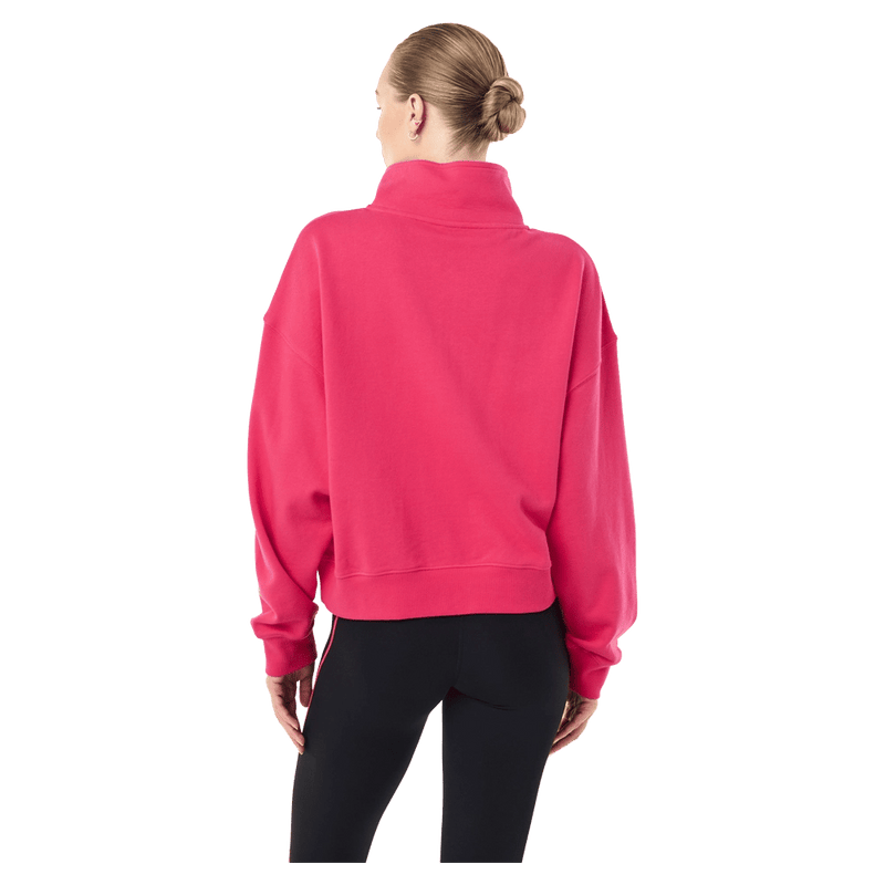 Back view of P.E Nation Voltage Quarter Zip - Womens in colour Cosmo Pink.