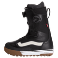 Left side view of the Vans Aura Pro Snowboard Boots in Black and White colourway, men model