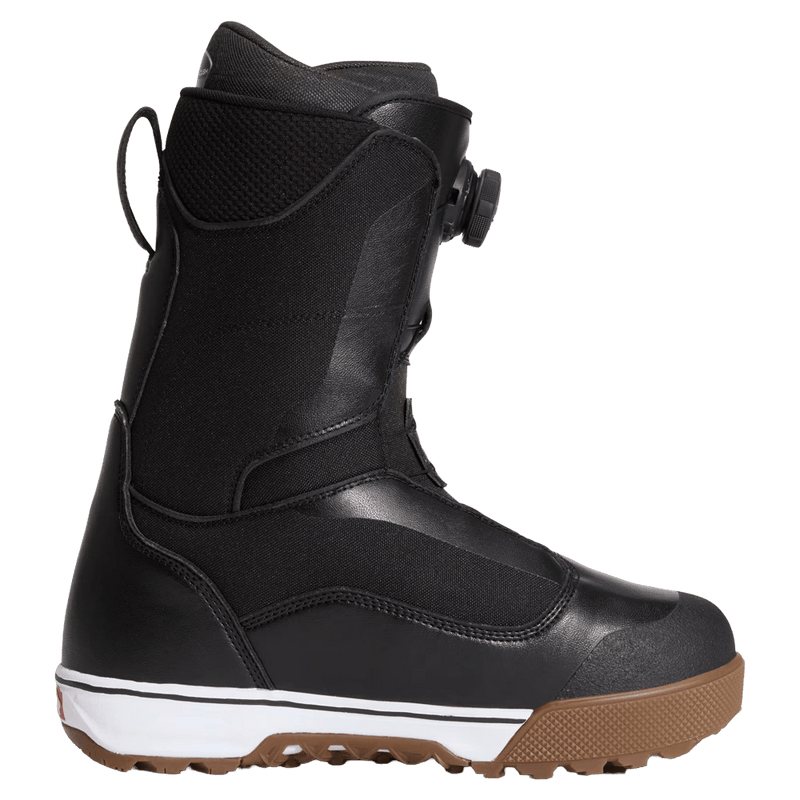Right side view of the Vans Aura Pro Snowboard Boots in Black and White colourway, men model