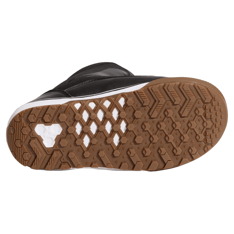 Sole view of the Vans Aura Pro Snowboard Boots in Black and White colourway, men model
