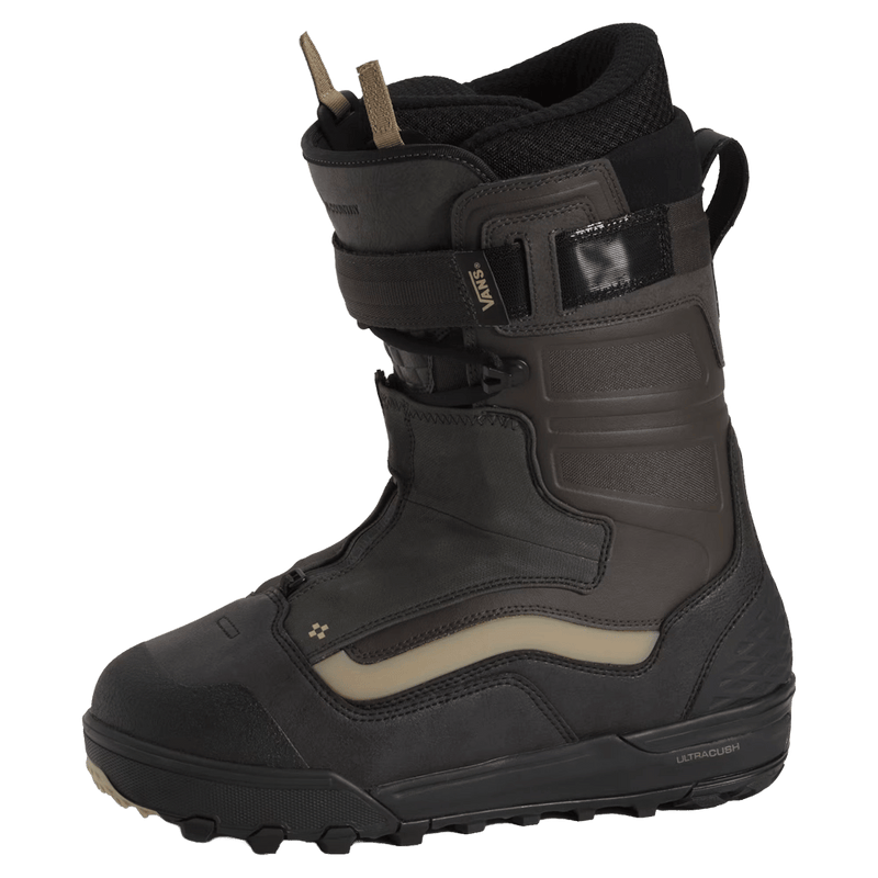 Main view of the Vans Hi-Country Snowboard Boots in Faded Black colourway, unisex model