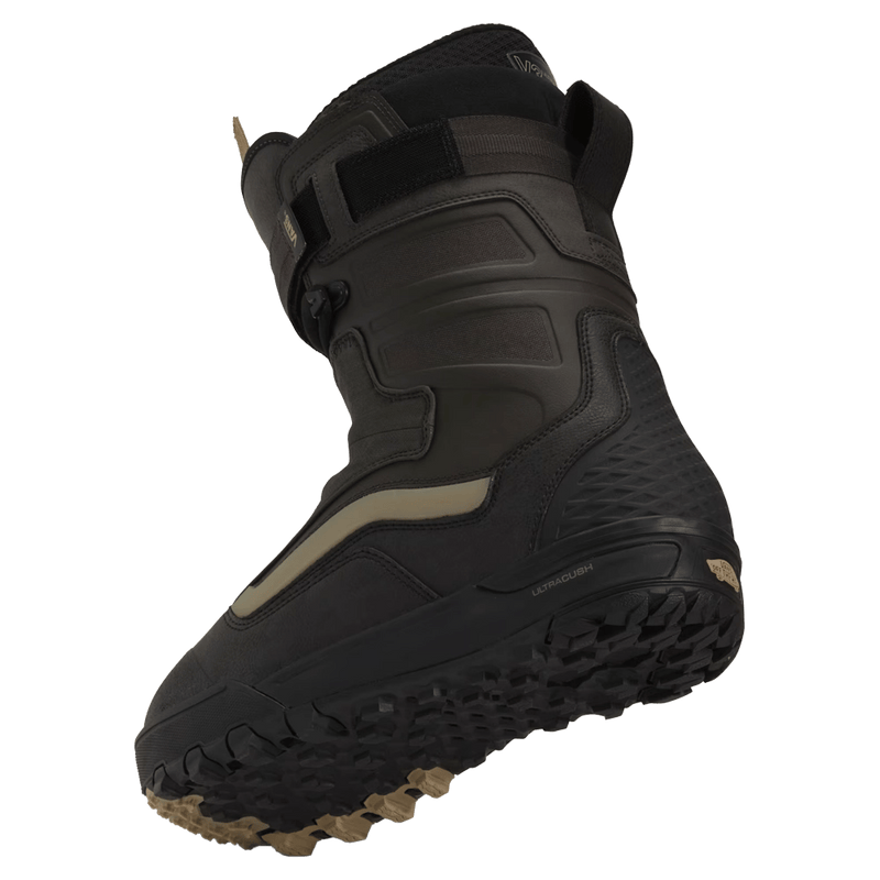 Back side view of the Vans Hi-Country Snowboard Boots in Faded Black colourway, unisex model