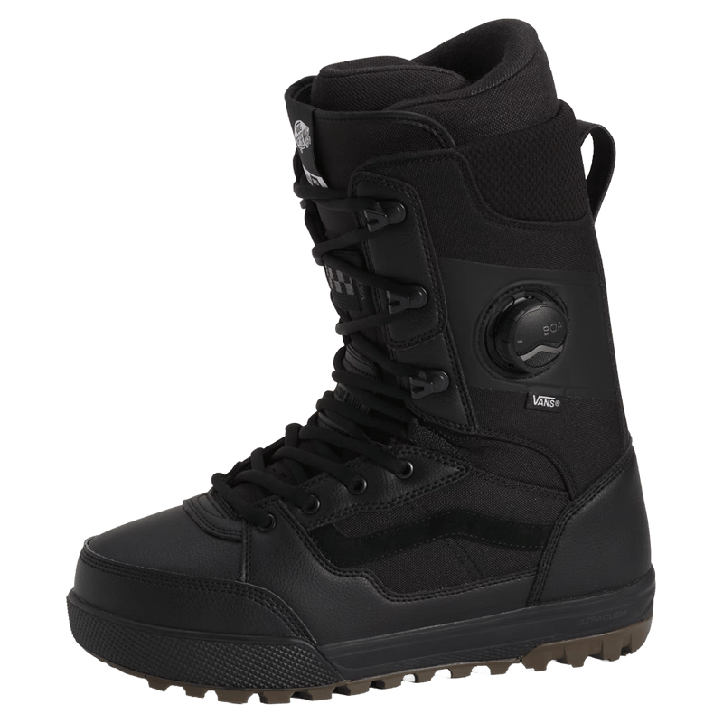 Main view of the Vans Invado Pro Snowboard Boots in Black and Gum colourway, unisex model