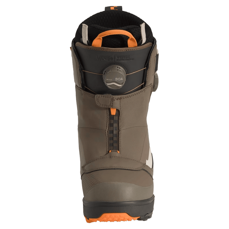 Front view of the Vans Verse Range Edition Snowboard Boots in Walnut colourway, unisex model