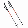 Voile CamLock 2 Carbon Ski Poles with red and black shafts, black grips, and orange cam locks at a diagonal angle.