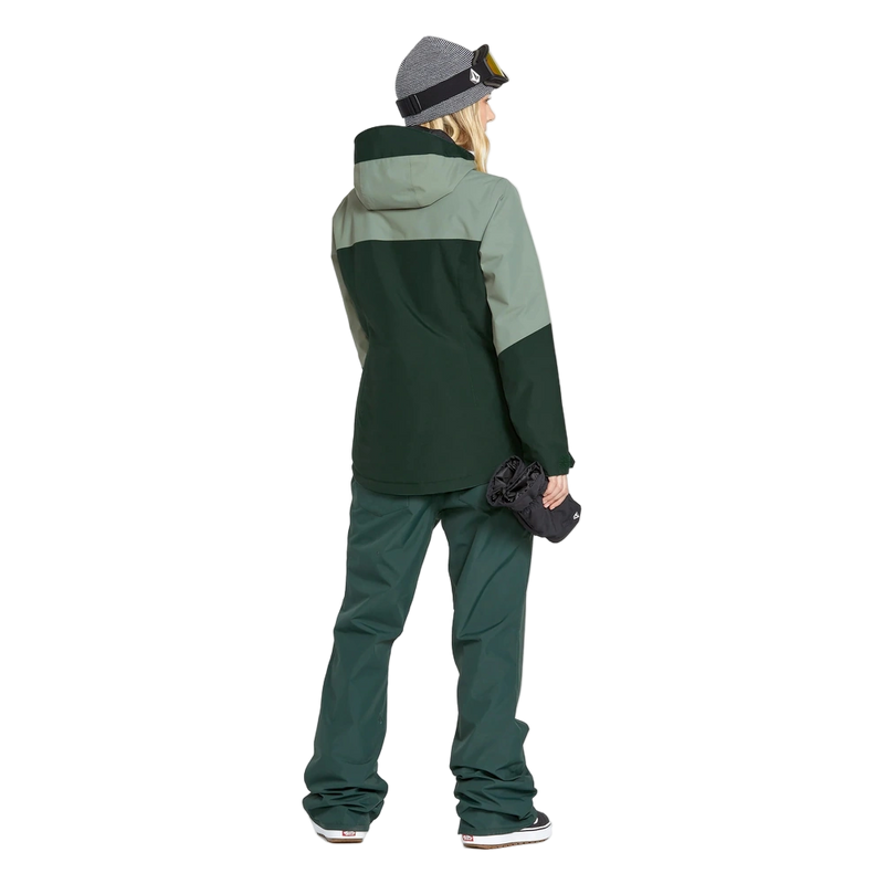 Back full-body view of the Volcom 2026 Bolt Ins Jacket in Scarab colourway, women's model.