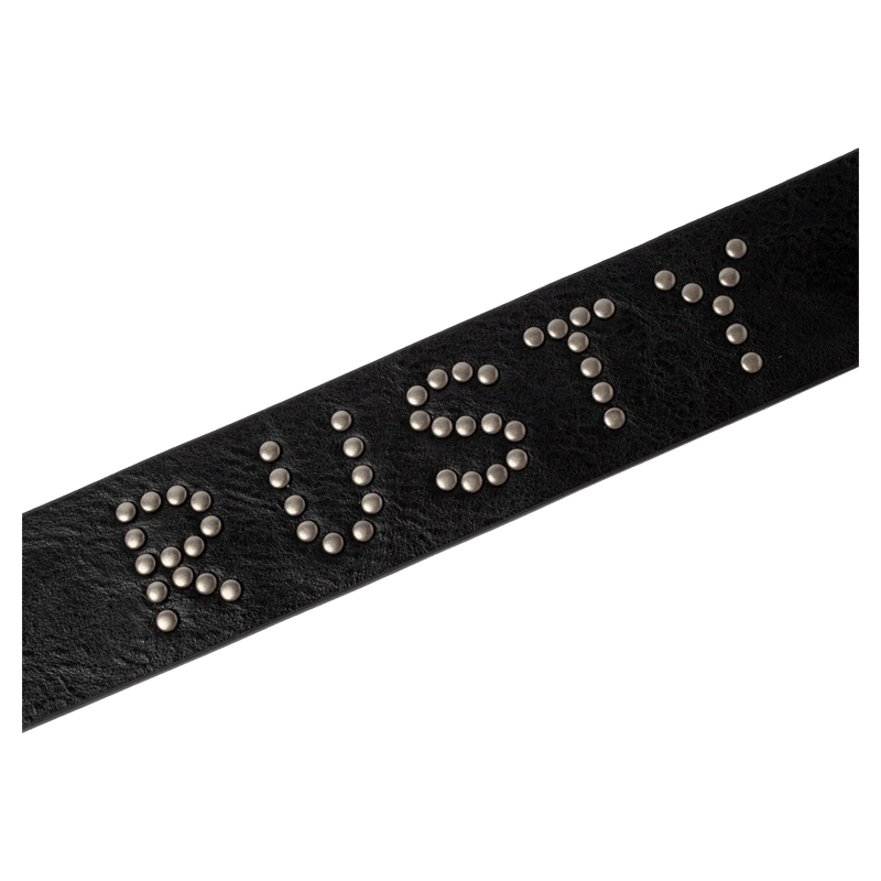 Full view of womens Rusty Tease Leather Stud Belt in colour Black