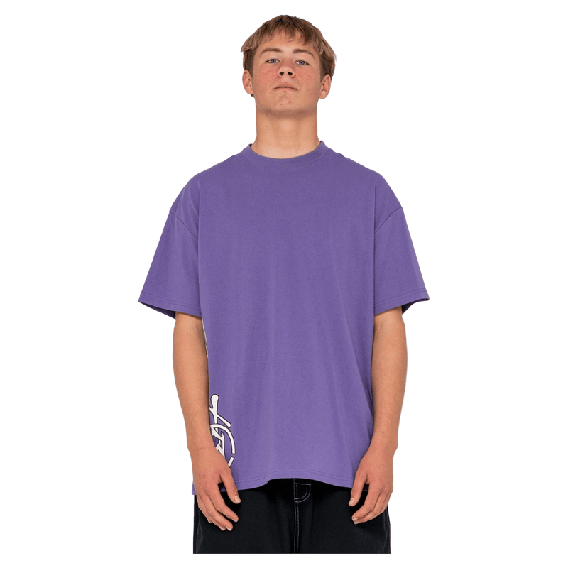 View of Rusty Spraya Short Sleeve Tee in colour Purple Ash