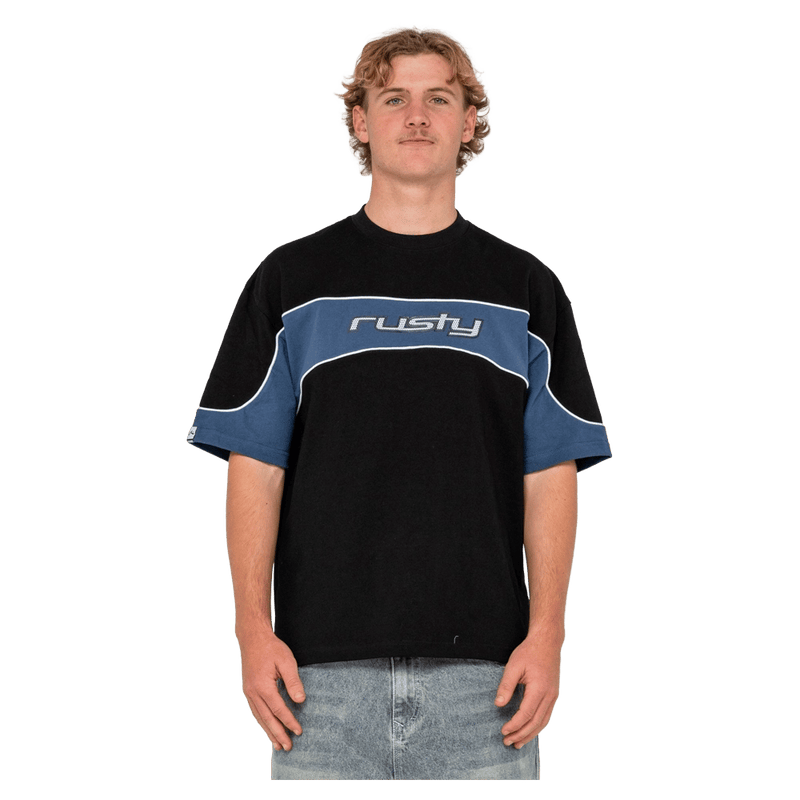 View of Rusty Kinetic Short Sleeve Heavy Tee in colour Black
