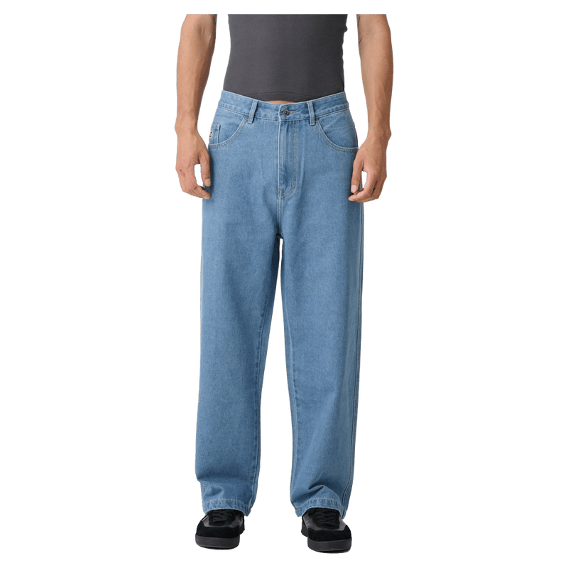 Front view of X Large Bull Denim 91 Pants in Mid Blue