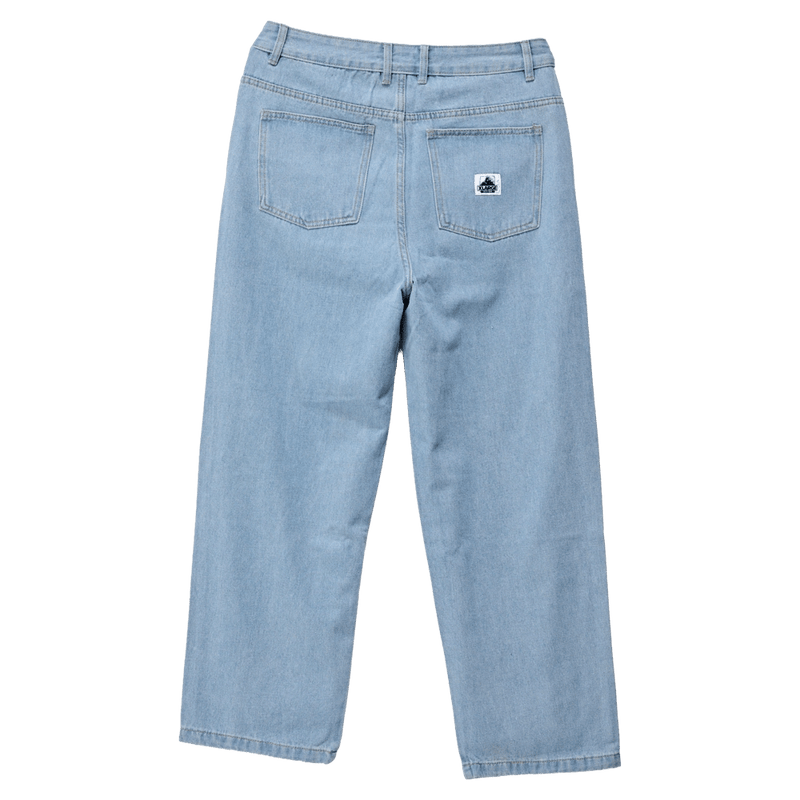 Back full view of X Large Bull Denim 91 Pants in Mid Blue