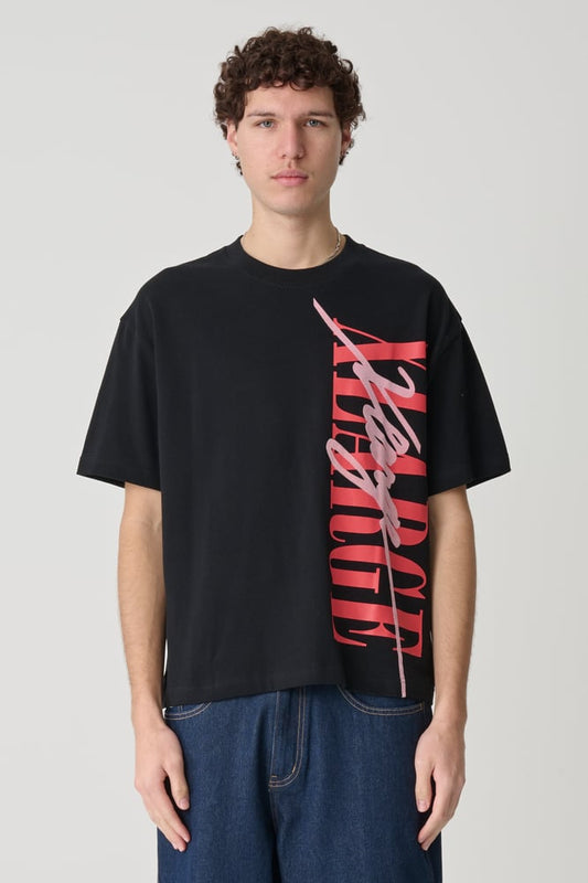 Front view of X Large Vertical Gorilla Fit Tee in Black
