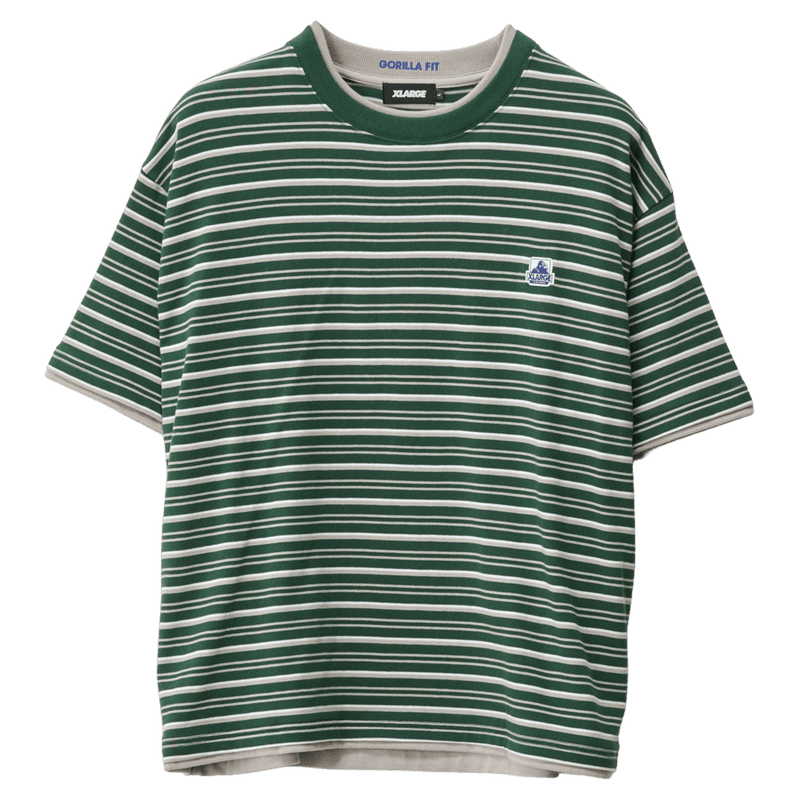 Front view of the Stripe Layer Gorilla Fit Tee in colour Eden