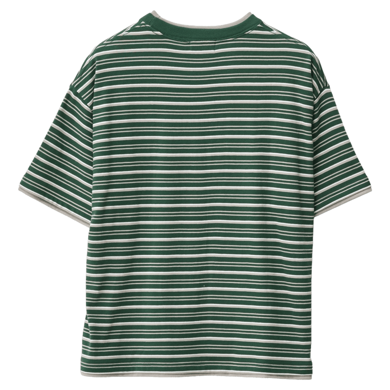 Back view of the Stripe Layer Gorilla Fit Tee in colour Eden