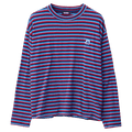 Front view of X Large Stripe Gorilla Fit LS Tee in colour Blue