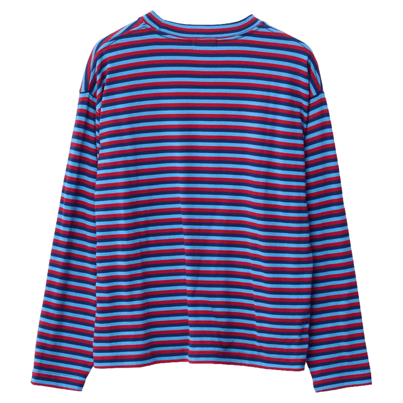 Back view of X Large Stripe Gorilla Fit LS Tee in colour Blue