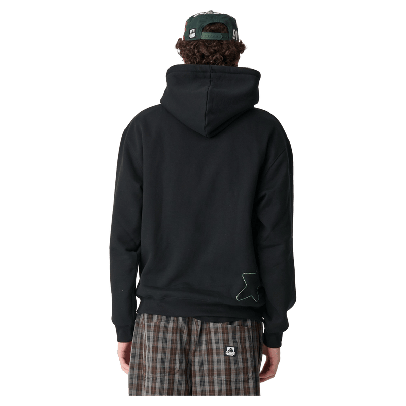 Back full view of X Large Italic Star Hoodie in Black