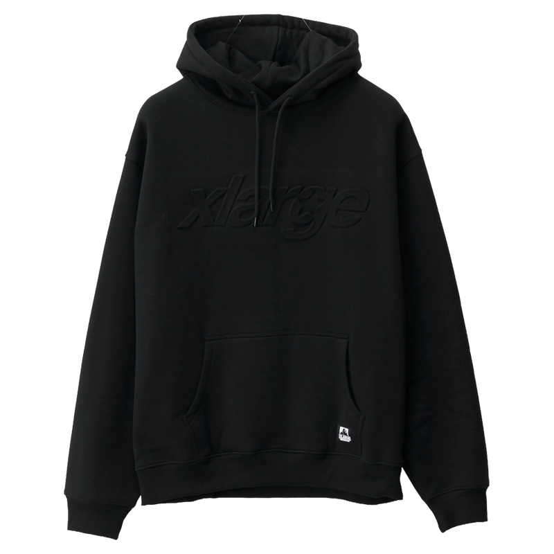 Front view of X Large Italic Star Hoodie in Black