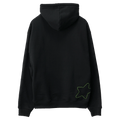 Back view of X Large Italic Star Hoodie in Black