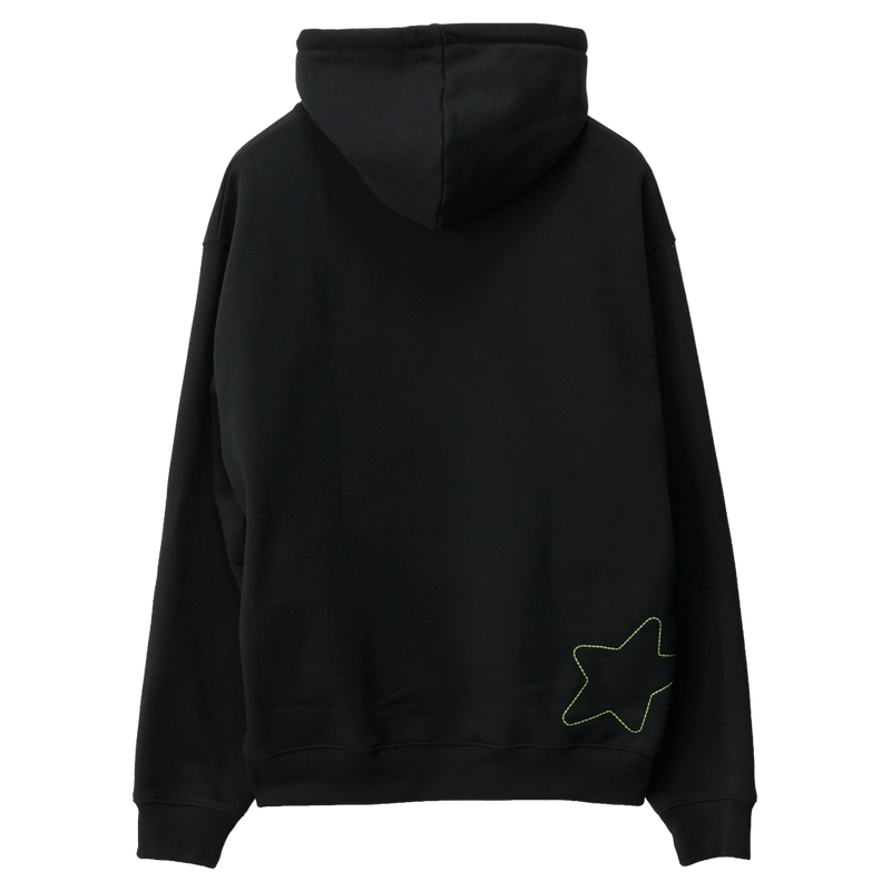 Back view of X Large Italic Star Hoodie in Black