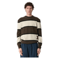 Front full view of the  X Large Italic Stripe Knit Sweater in Brown