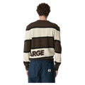 Back full view of the X Large Italic Stripe Knit Sweater in Brown