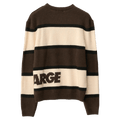 Back view of the X Large Italic Stripe Knit Sweater in Brown