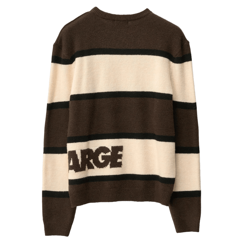 Back view of the X Large Italic Stripe Knit Sweater in Brown
