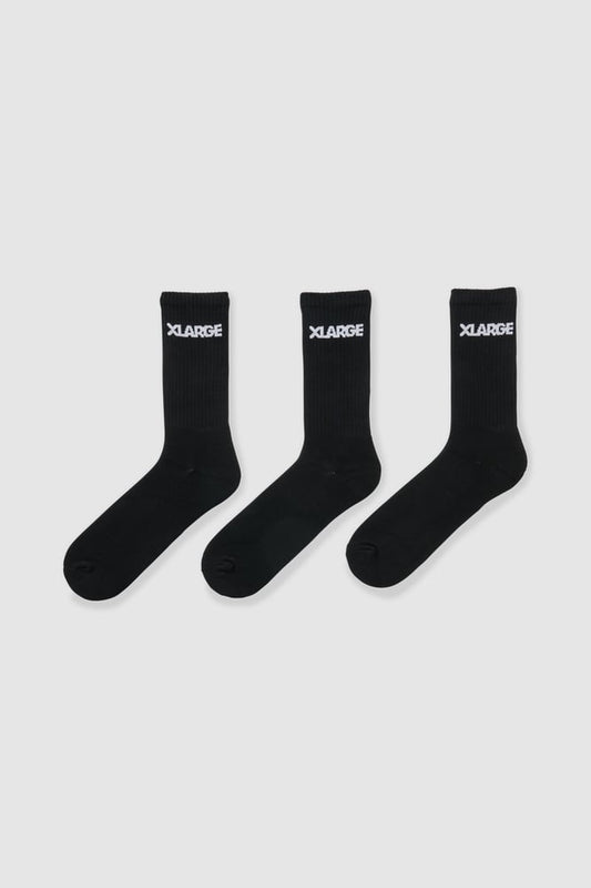 Front view of X Large 91 Sock 3Pack in colour Black