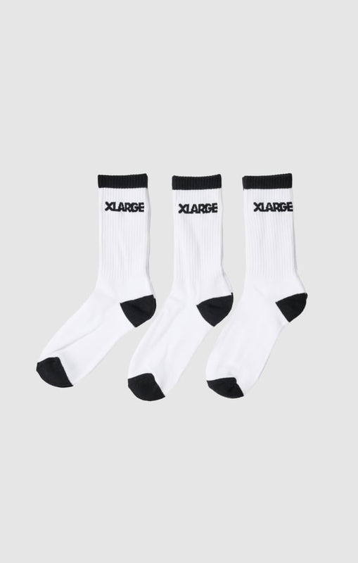 Front view of X Large 91 Sock 3Pack in colour White
